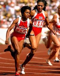 She set world records in both the 100m and 200m races that have stood for over 30 years and won her third gold in the 4x100m relay. Evelyn Ashford Florence Griffith Joyner In The 4x100m Relay 1988 Olympics Seoul South Korea Track And Field Athlete Olympic Records Olympic Hero