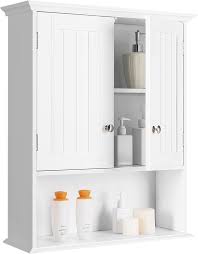 Check spelling or type a new query. Amazon Com Tangkula Wall Mount Bathroom Cabinet Wooden Medicine Cabinet Storage Organizer With 2 Doors And 1 Shelf Cottage Collection Wall Cabinet White Kitchen Dining