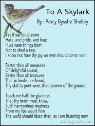 To A Skylark By P B Shelley Beautiful Poetry Skylark Romantic Revival