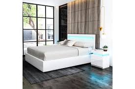 Coordinate using the dual queen headboard, cubbie bench along. Dick Smith Queen Pu Leather Gas Lift Storage Bed Frame Wood Bedroom Furniture With Led Light White Home Garden Furniture Beds Mattresses Headboards Footboards
