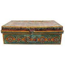 Boho Rajasthan Painted Suitcase 347 Liked On Polyvore Featuring Home Home Decor Small Item St Painted Suitcase Green Home Decor Bohemian Interior Design