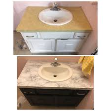 The Easiest Cheap Counter Top Fix Diy New Countertop With Contact Paper From Walmart And Black Paint Bathroom Countertops Cheap Countertops Countertops