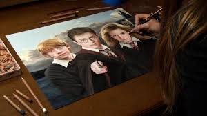Drawing Harry Potter Ron Weasley And Hermione Granger Paintingtube Draw the realistic lips of the human at the bottom of the nose symmetrical of shape on either side of the vertical dividing line. drawing harry potter ron weasley and