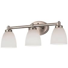Portfolio 3 Light Delaware Brushed Nickel Bathroom Vanity Light Lowe S Canada Brushed Nickel Bathroom Vanity Lighting Bathroom Light Fixtures