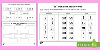 Your student can practice a variety of phonics sounds. Words With Oa In Them Worksheet Cfe Resources