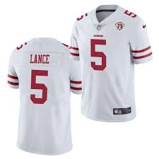 Men S San Francisco 49ers 5 Trey Lance Jersey White 75th Anniversary Football Stitched