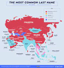 Find out how surnames are ranked in popularity, how many people in the united states of america bear a particular name, and how the statistics change between 1990 and 2000 us censuses. Fascinating Map Reveals The Most Common Surnames In Every Country Popular Last Names Map Surnames