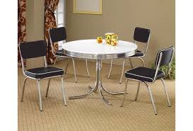 Coaster 2065 cleveland chrome plated oval retro white finish top dining table Coaster Cleveland 5 Piece Round Dining Table Upholstered Chairs Rooms For Less Dining 5 Piece Sets