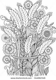 Vector Coloring Book For Adult Summer Flowers Ears Sheaf Coloring Books Adult Coloring Books Flower Coloring Pages