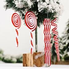 3d Red White Glitter Candy Cane Swirl Sweet Christmas Tree Decor Party Ebay