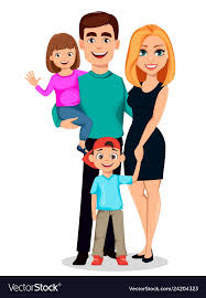 Happy Family Father Mother Son And Daughter Cartoon Characters Parents And Children Vector Illustr Family Cartoon Mother Daughter Art Family Illustration
