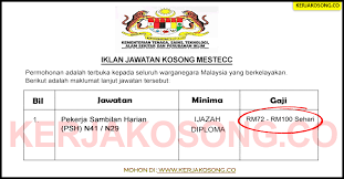 Menunjukkan bahawa kelestarian alam sekitar dan teknologi mempunyai. Temuduga Terbuka Jawatan Kosong Mestecc