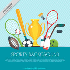 Sports Background With Trophy And Sport Elements Free Vector