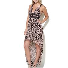 Arden B Leopard Print High Low Hem Maxi Dress Nwt Made By