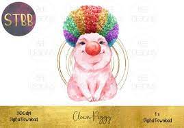 Funny Clown Piggy Sublimation Design Graphic By Stbb Creative Fabrica Clowns Funny Clown Wig Design