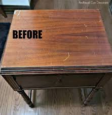 Old singer cabinets were made of real. Vintage Sewing Machine Table Makeover Without Refinishing Painting Redhead Can Decorate