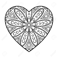 A spiritual and creative energy emanate from mandalas. Doodle Heart Mandala Coloring Page Outline Floral Design Element Royalty Free Cliparts Vectors And Stock Illustration Image 62078202