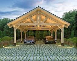 20 X22 474sq Ft Heavy Timber Carport For Two Vehicles Cars Prefab Wood Canopy Wooden Carports Carport Designs Timber Frame Pavilion