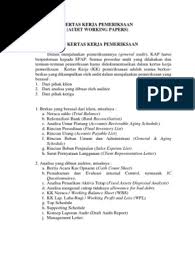 Menjaga kerapian kertas kerja kertas kerja pemeriksaan audit internal perusahaan, menjaga kerapian kertas kerja yaitu kertas kerja yang rapi memberikan kesan langsung mengenai kecermatan dan profesionalisme. Kertas Kerja Pemeriksaan Pdf