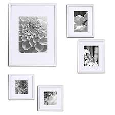 Black And White Framed Prints Amazon Amazon Com Gallery Perfect 5 Piece White Wood Photo Frame Gallery Wall Kit With Decorative Art Prints Hanging Template Picture Fra Gallery Wall Frames White Photo Frames Frames On Wall
