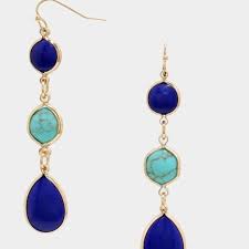 Blue And Turquoise Semi Precious Stone Earrings Farah Jewellery Stone Earrings Semi Precious
