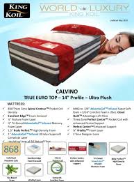King koil, initially founded as us mattress in 1898, is a huge mattress production company that sells mattresses under multiple different brands and in over 90 countries. Calvino True Euro Top 14 Mattress King Koil Calgary S Furniture Store Calgary Mattress