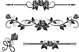 Rose Flowers With Vintage Elements And Borders Vector Colourbox Rose Stencil Rose Flower Vector Art