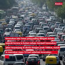 Hal ini disebabkan karena kemacetan lalu lintas oleh banyak faktor yang saling berkaitan satu dengan yang lainnya, mulai dari letak geografis suatu daerah salah satunya. Kool Fm Kesesakan Lalu Lintas Adalah Perkara Yang Semua