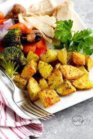 Carefully remove a strip of peel from the middle of each red potato. Air Fryer Roasted Potatoes With Garlic And Herbs A Pinch Of Healthy