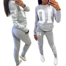 women 2pcs tracksuit pullover sweatshirt pants set casual sport wear sweat suit