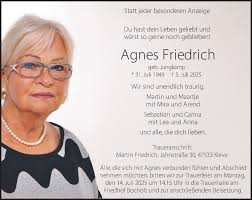 Traueranzeigen von Agnes Friedrich
