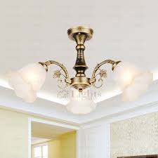 Simple 3 Light Glass Shade Semi Flush Antique Ceiling Light Fixture