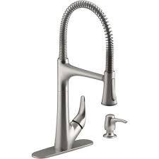Today's modern kitchen faucets come full of innovative features to make working in the kitchen. Kohler Lilyfield Pro Semiprofessional Vibrant Stainless 1 Handle Deck Mount Pull Down Handle Kitchen Faucet Deck Plate Included Lowes Com Kitchen Faucet Kitchen Faucet With Sprayer Pro Faucet