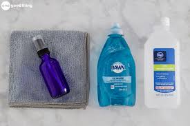 You can make a small bottle of portable eyeglass cleaner that uses rubbing alcohol or witch hazel. How To Make A Simple And Effective Eyeglass Cleaner In Seconds