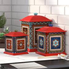 I started researching canister sets and came across these ceramic kitchen canister sets, they storage & home decor set set of 4 apple shaped red ceramic canisters country kitchen home decor new. Red Kitchen Canisters Jars Free Shipping Over 35 Wayfair