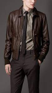 Burberry Bomber Jacket Leather Jacket Outfit Men Jackets Men Fashion Leather Jacket