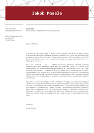 It should also connect the writer to the specific company and job; Housing Specialist Cover Letter Sample Kickresume