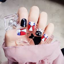 El mundo de la decoración de uñas o nail art no tiene límites. Unas Postizas Con Patron De Dibujos Animados Para Mujer Color Puro Japones 24 Uds Con Pegamento Tamano Corto Fake Nails False Nailscute False Nails Aliexpress