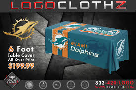 Fins Up Miami Dolphins Fan Favorite Tablecloth Great For Tailgate Parties Or As A Gift For That Special Fan C Custom Table Cloth Table Covers Table Cloth