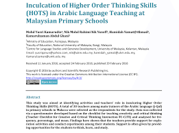 A case study in malaysia. Implementation Of Higher Order Thinking Skills In Malaysia Sakk Opk