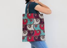 Tote Bag Imprime Africain Motif Spirales Sac Tissu Pagne Sac Wax Cabas Ethnique Sac Fourre Tout Sac Plage Multi Colored Bag Summer Accessories Tote Bag