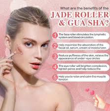 Amazon.com: kikono Juego de rodillo facial 4 en 1 y Gua Sha, masajeador de  hielo facial de cuarzo rosa, rodillo de jade 100% natural para eliminar  arrugas, drenaje linfático, levantamiento facial, :