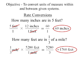 1 square mile is equal to 27878400 square feet. Rate Conversions How Many Inches Are In 5 Feet Objective To Convert Units Of Measure Within And Between Given Systems How Many Feet Are In Of A Mile Ppt Download
