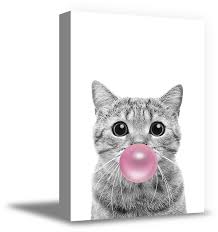 Need modern living room decorating ideas? Awkward Styles Cat Blowing Bubble Gum Poster Animal Canvas Poster Art Pink Poster Decor Funny Cat Decor Gifts Cute Wall Art Ideas Kids Room Decor Gifts For Girls Gifts For Boys Birthday