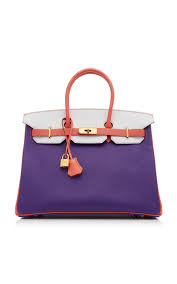 Hermes Vintage By Heritage Auctions Hermes 35cm Iris White And Crevette Epsom Leather Special Order Horseshoe Birkin In Multi Modesens Birkin Bags Vintage Hermes