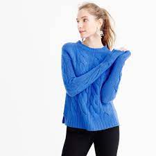 New J Crew Cotton Cable Sweater Sparkling Sea Blue E9313 Size Medium Blue Size Medium Sparkling Sweater Co Sweaters Women Pullover Knitwear Inspiration