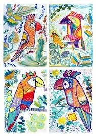 Bird Arts And Crafts For Kids Jungle Birds Painting Projects For Kids Tropical Bird Art Kids Art Elementary Art Projects Kindergarten Art Elementary Art