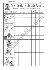 my healthy habits chart esl worksheet by anoosa