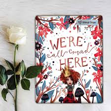 Whimsical Wonderland Padded Book Sleeve With Lining Alice In Wonderland Red Queen Digitally Designed Book Gadget Protector Book Sleeve Book Making Handmade