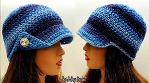 How To Crochet An East Newsboy Hat With Brim Crochet Beanie Bag O Day Crochet Tutorial 670 Youtube In 2020 Crochet Hat For Women